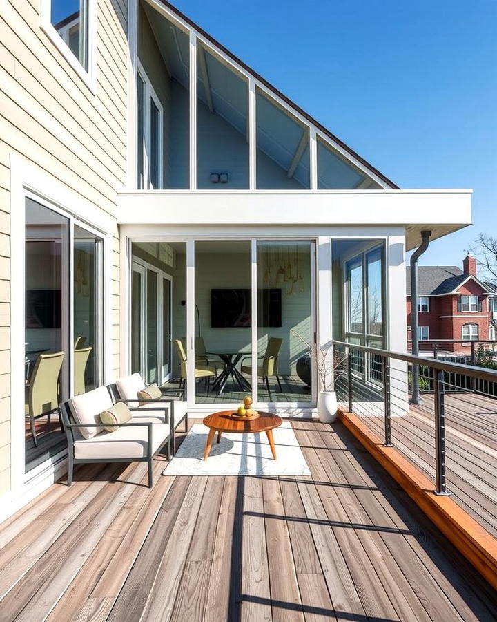 Contemporary Sunroom with Sleek Deck Design - 25 Sunroom and Deck Combo Ideas