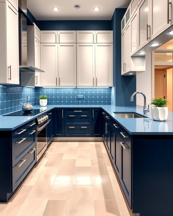 Contemporary Two Tone Design - 30 kitchens with blue countertops