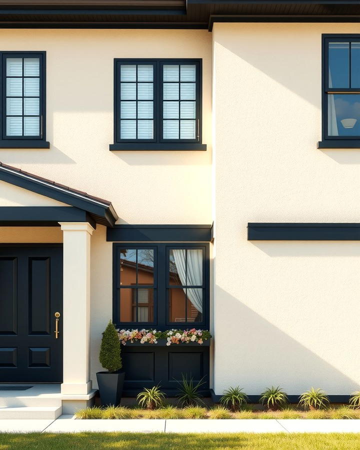 Contrasting Beige Walls with Black Trim - 30 beige and black house exterior ideas