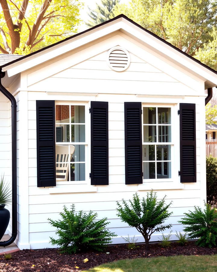 Contrasting Black Shutters for a Classic Touch - 30 single story white house black trim