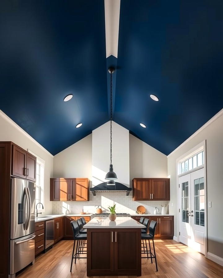 Contrasting Ceiling Colors for Visual Depth - 25 Vaulted Ceiling Kitchen Ideas