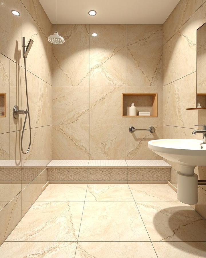 Contrasting Grout for Definition - 25 Travertine Tile Bathroom Ideas