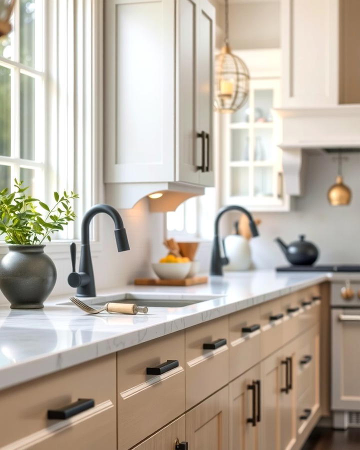 Contrasting Hardware - 25 Transitional Kitchen Ideas