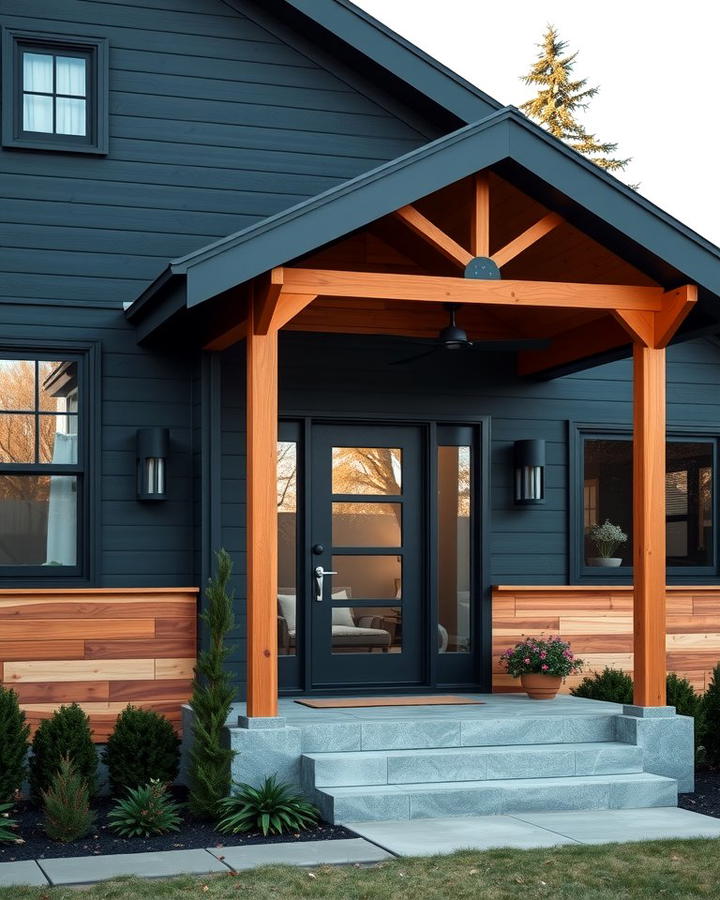 Cool Steel Blue - 25 Paint Colors for a Modern Black House With Cedar Accents