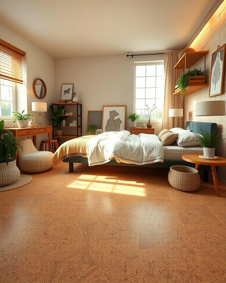 Cork Flooring Warmth - 30 Bedroom Flooring Ideas