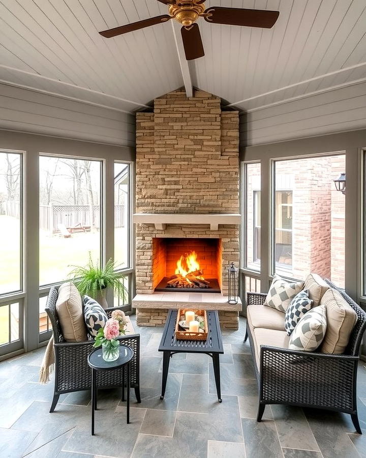 Corner Fireplace Efficiency - 25 Screened-in Porch With Fireplace Ideas