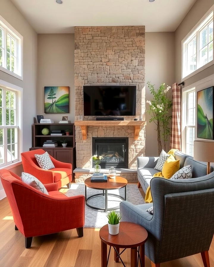 Corner Fireplace for Space Efficiency - 25 Stacked Stone Fireplace Ideas