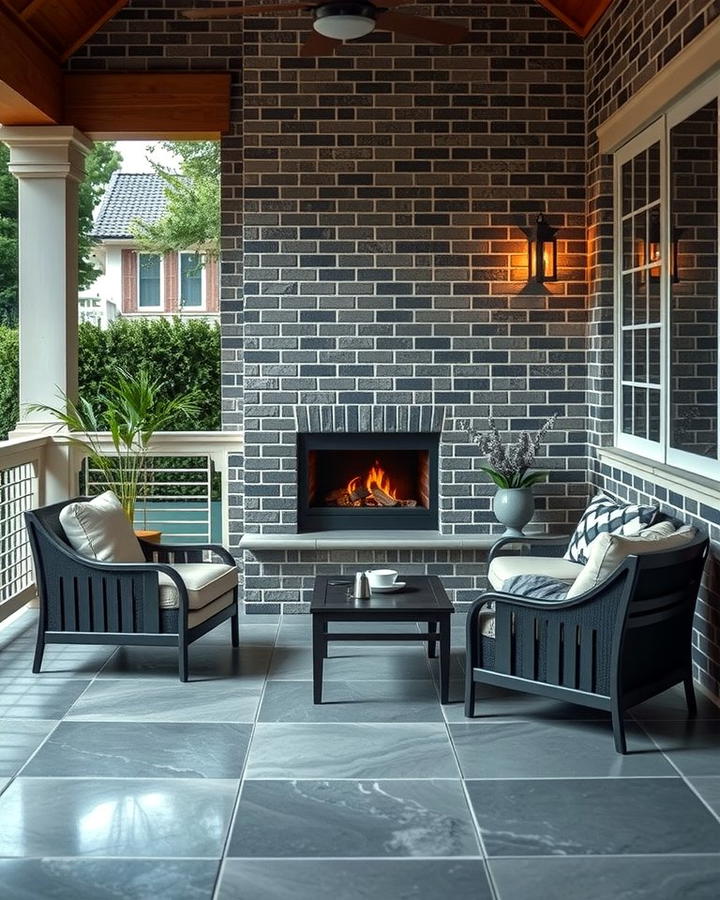 Corner Fireplace - 25 Porch Fireplace Ideas