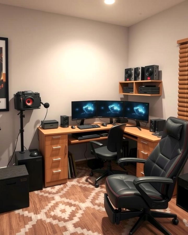 Corner Gaming Desk - 25 Small Game Room Ideas