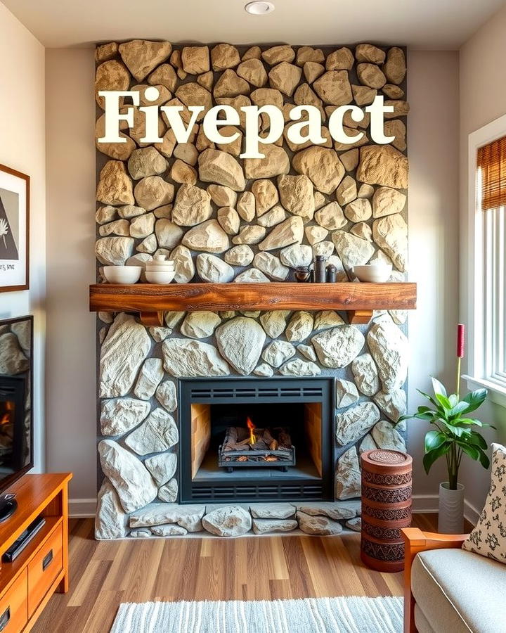 Corner River Rock Fireplace for Space Efficiency - 25 River Rock Fireplace Ideas