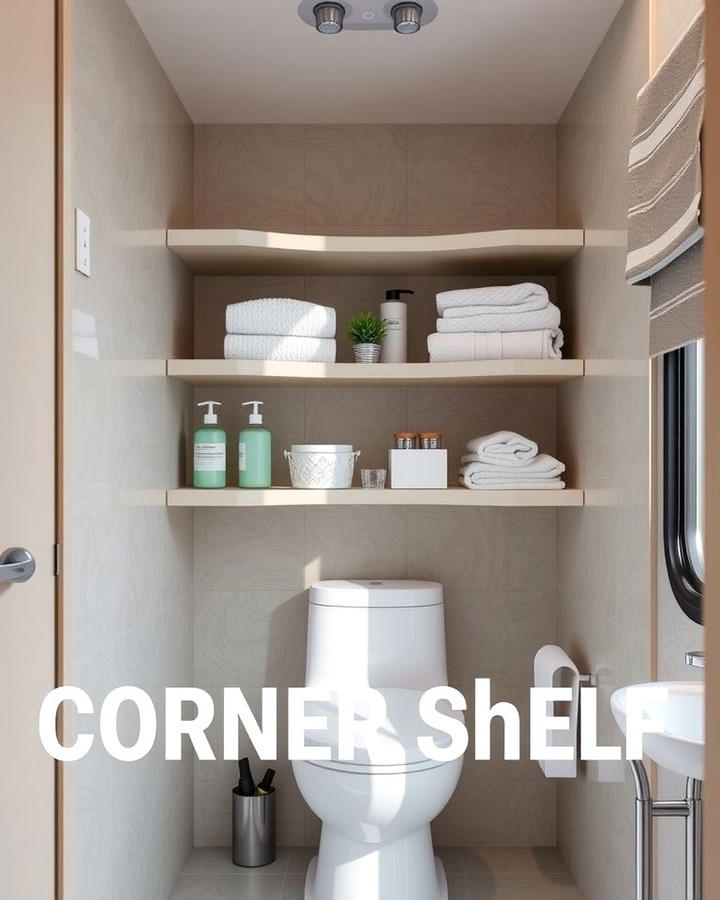 Corner Shelf Storage - 25 Small Rv Bathroom Ideas