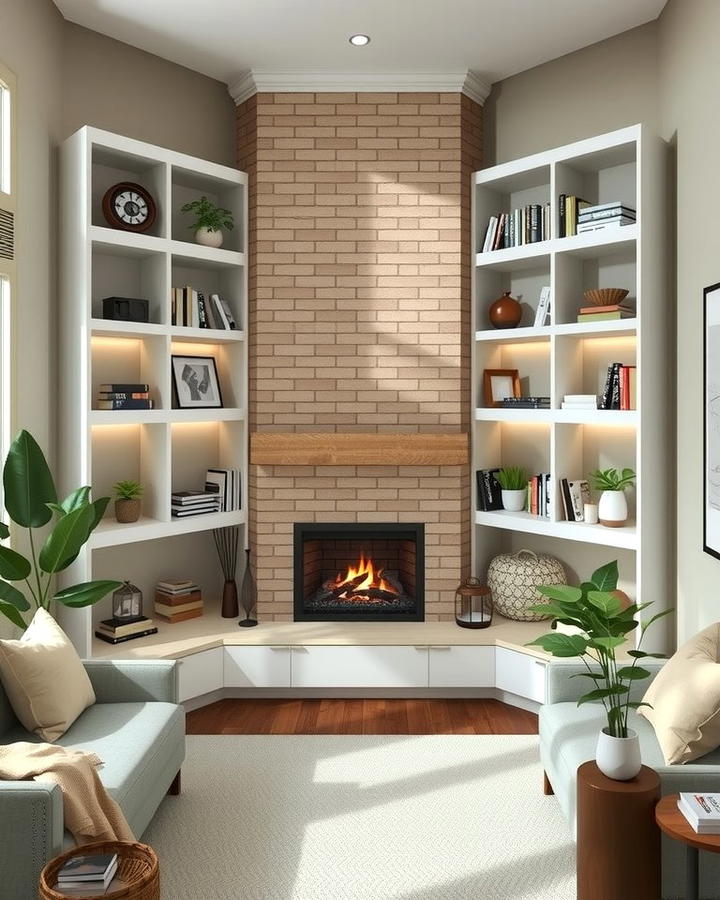 Corner Shelves for Small Spaces - 30 Fireplace With Bookshelves