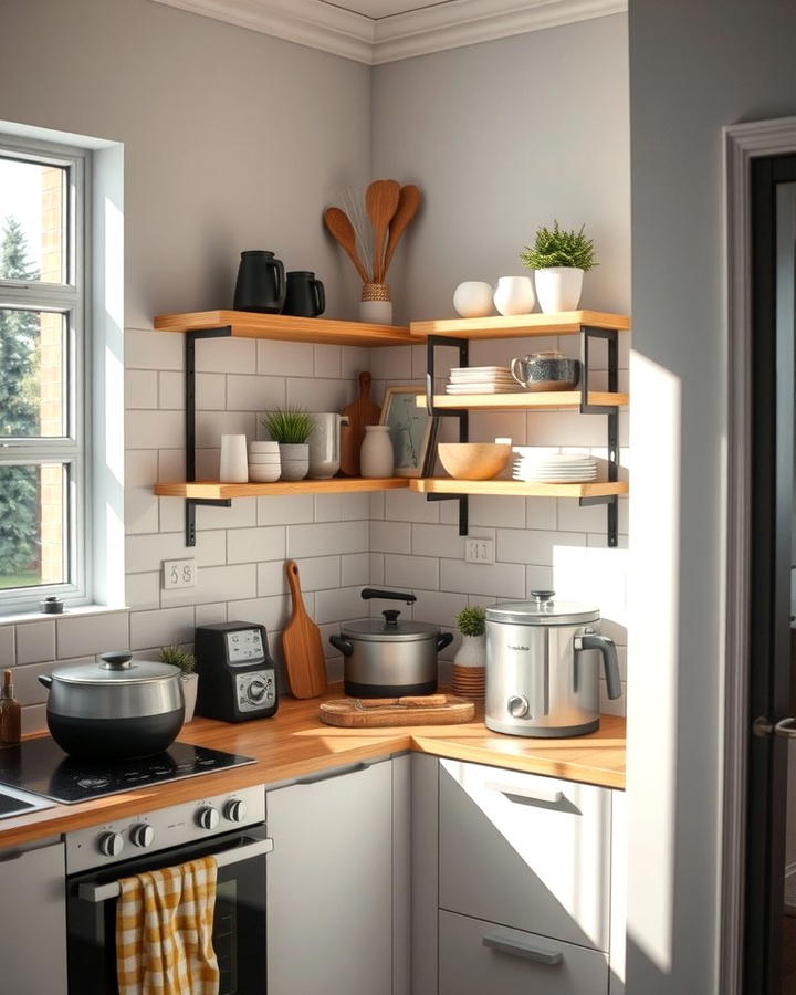 Corner Shelves for Small Spaces - 25 Open Shelving Kitchen Ideas
