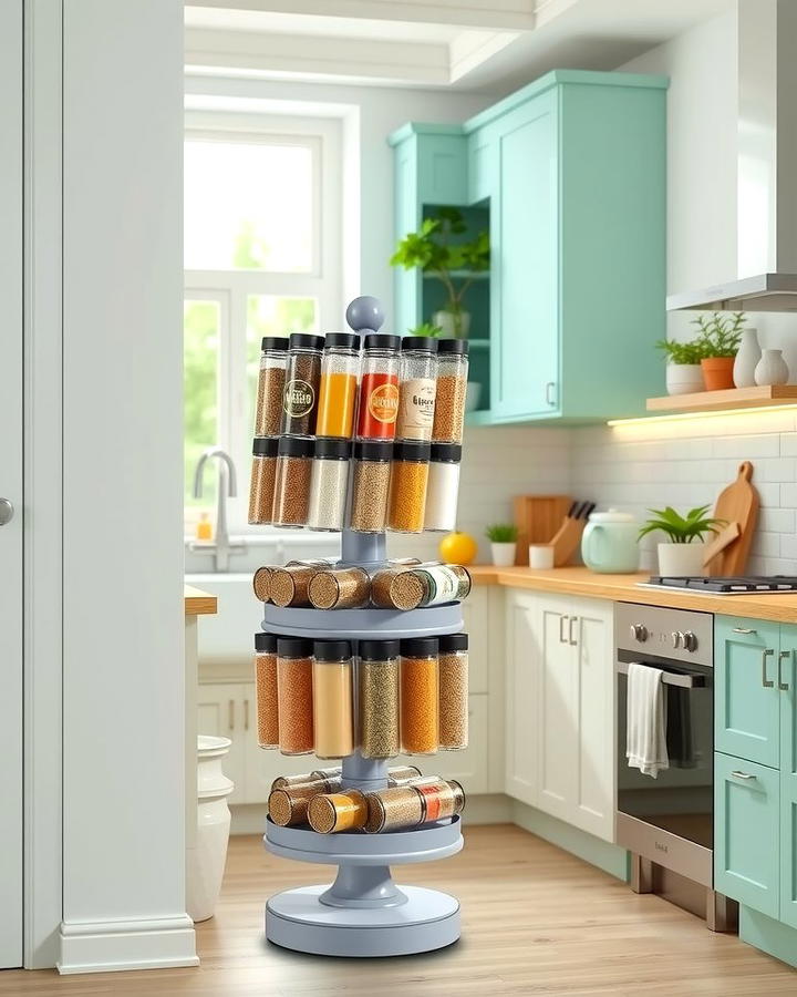 Corner Spice Carousel - 25 Spice Rack Ideas