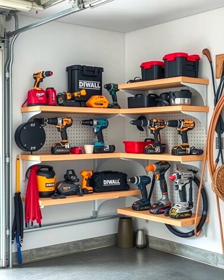 Corner Tool Shelving - 25 Power Tool Storage Ideas