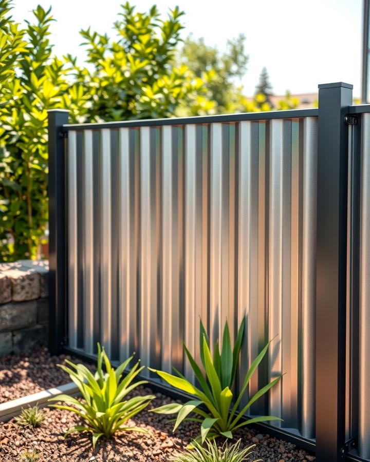 Corrugated Metal Fence for Modern Edginess - 25 Small Garden Fence Ideas