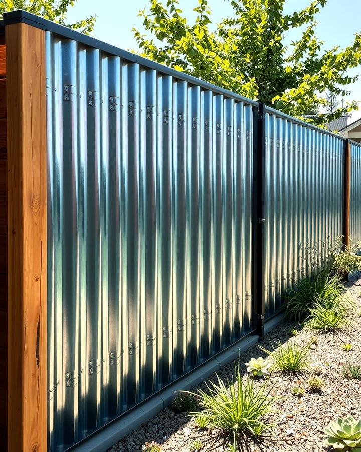 Corrugated Metal Fence - 25 Small Garden Fence Ideas