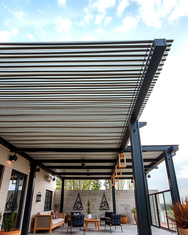 Corrugated Metal Roof for Industrial Appeal - 25 Pergola Roof Ideas