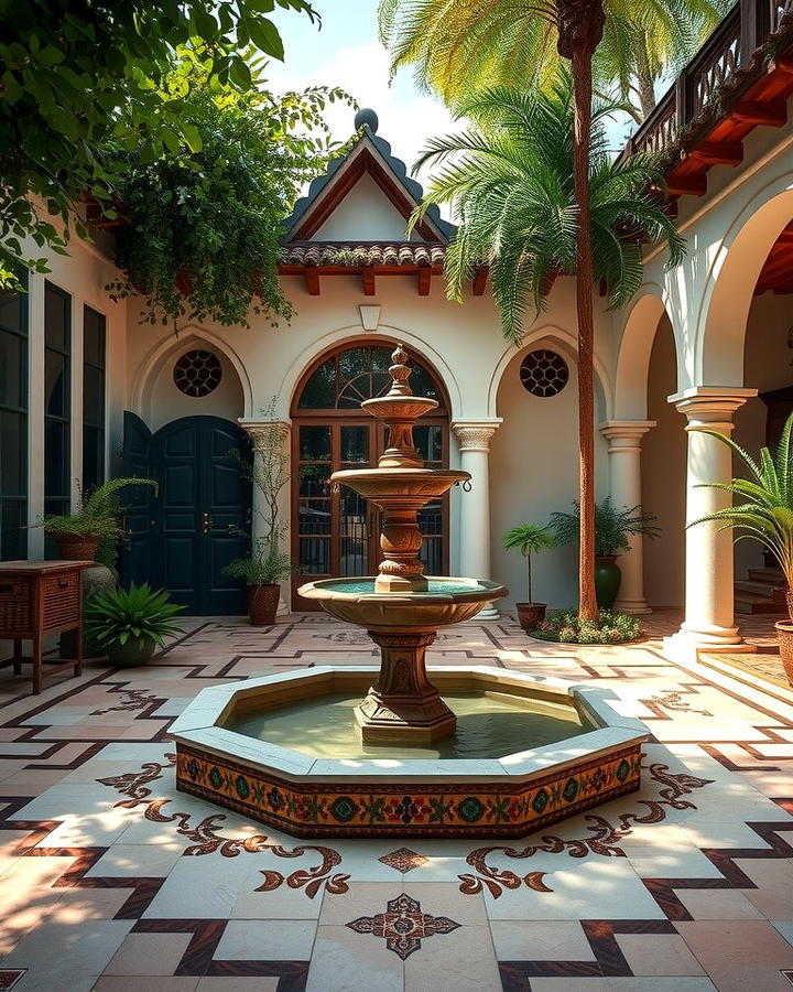 Courtyard with Fountain - 25 spanish style home exterior ideas