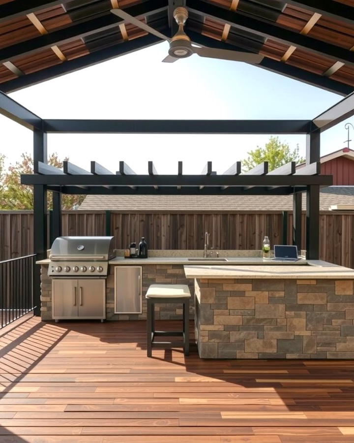 Covered Outdoor Kitchen for All Weather Use - 25 Outdoor Kitchen on Deck