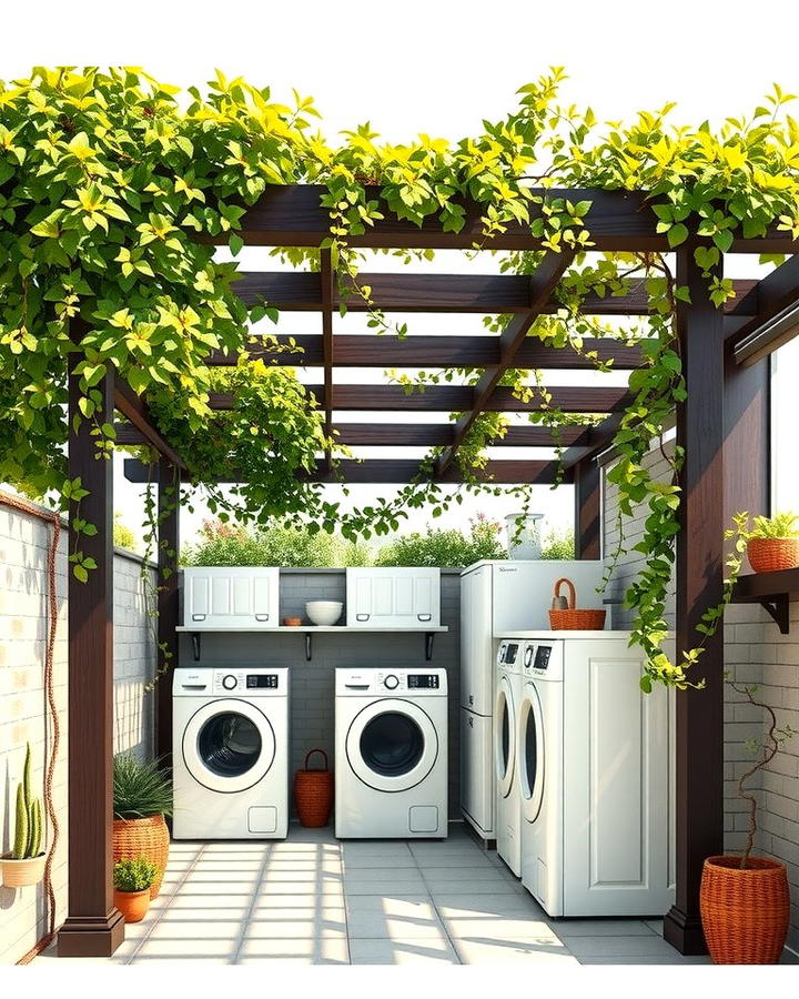 Covered Pergola for Weather Protection - 25 Outdoor Laundry Area Design Ideas