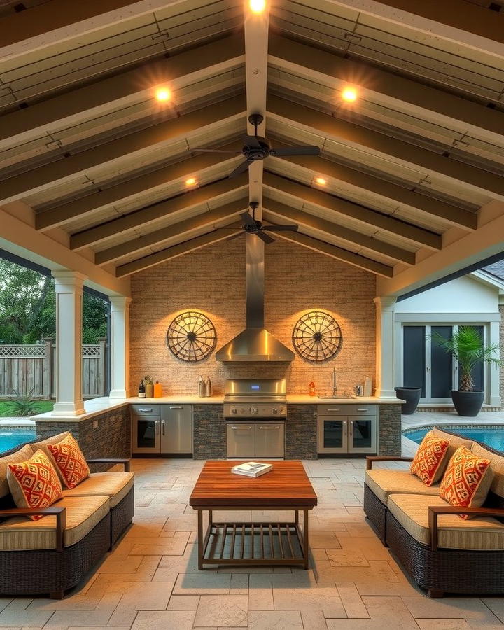 Covered Poolside Kitchen - 30 Pool House With Outdoor Kitchen Ideas