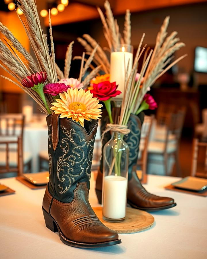 Cowboy Boot Centerpieces 2 - 25 Western Wedding Ideas