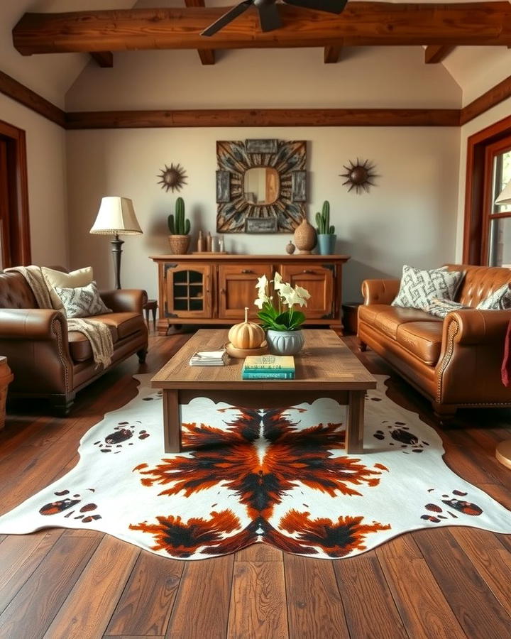 Cowhide Rugs - 25 Southwest Living Room Ideas