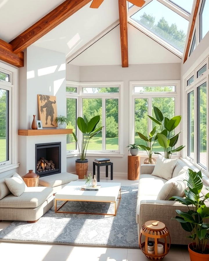 Cozy Corner Fireplace - 25 Sunroom With Fireplace Ideas