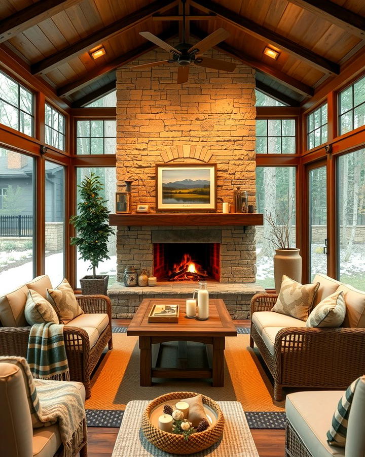 Cozy Fireplace Addition 2 - 25 Three Season Porch Ideas