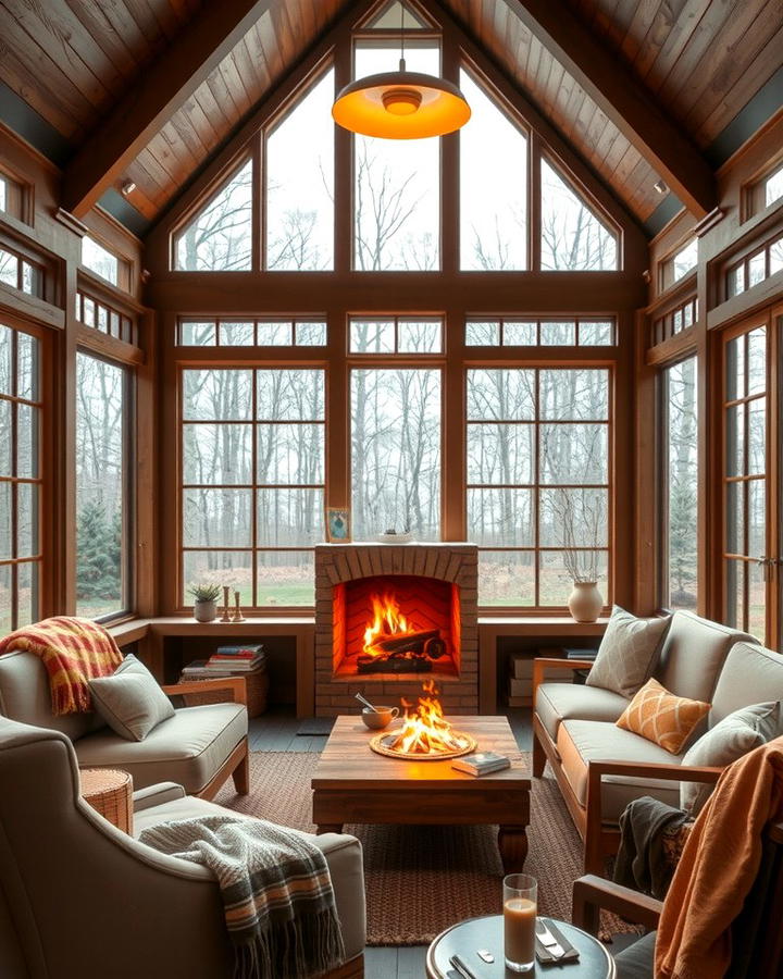 Cozy Fireplace Addition - 25 Three Season Porch Ideas