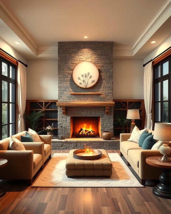 Cozy Fireplace Focus - 25 Sunken Living Room Ideas