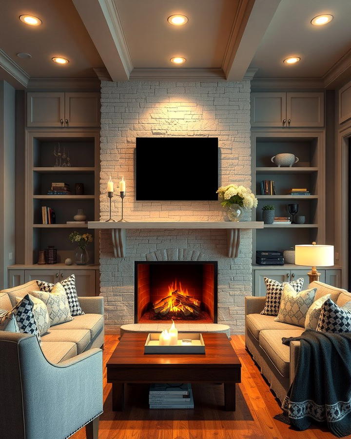 Cozy Fireplace Integration - 25 Sunken Living Room Ideas