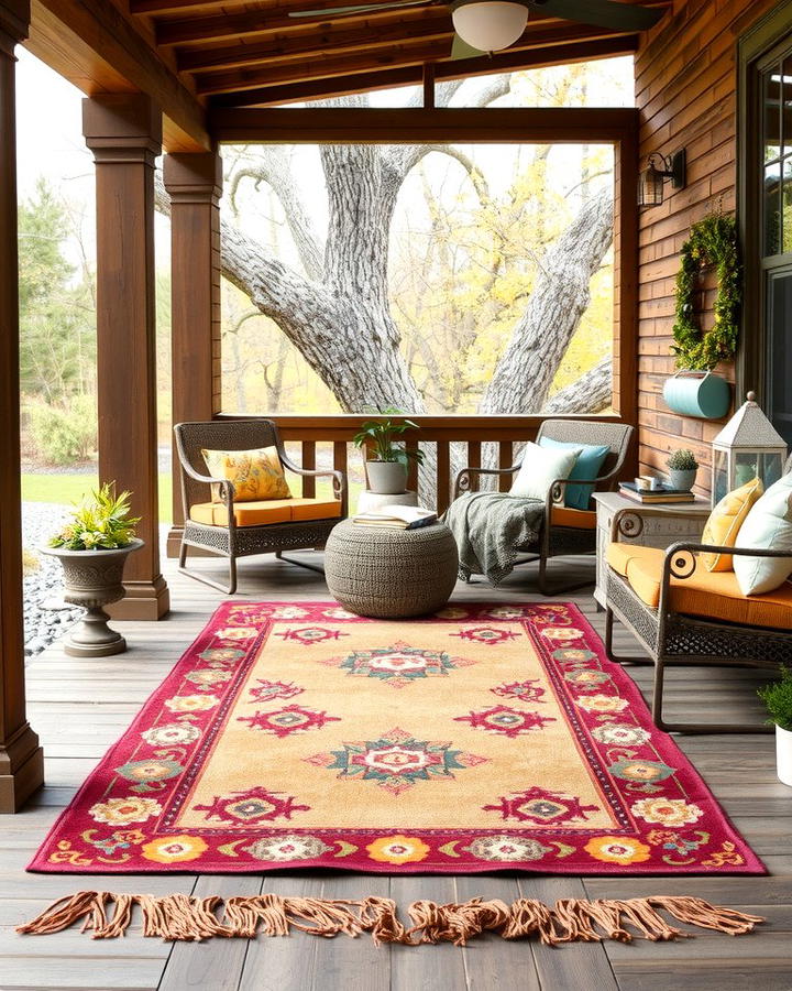 Cozy Outdoor Rugs - 25 Rustic Porch Ideas