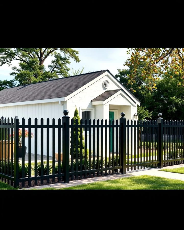 Cozy Perimeter Black Fencing Around White Houses - 30 single story white house black trim