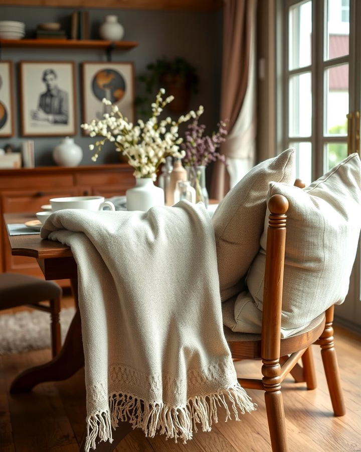 Cozy Throws and Cushions - 30 Rustic Dining Room Ideas