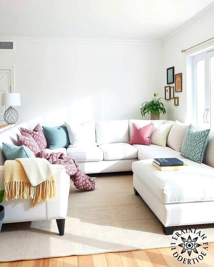 Cozy White Sectional Sofa - 25 White Living Room Ideas