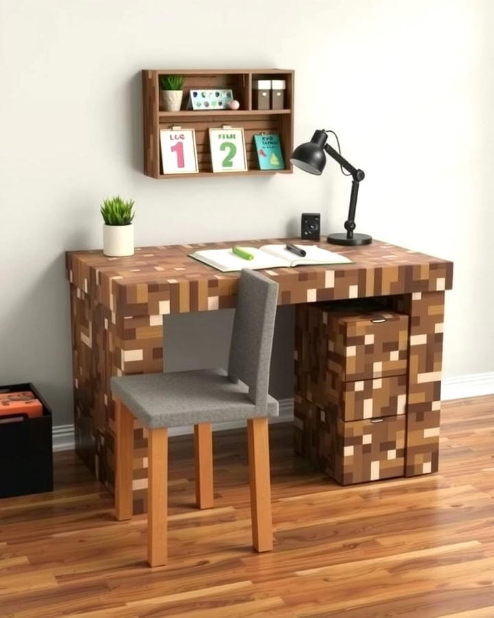 Crafting Table Desk 2 - 30 Minecraft Themed Bedroom Ideas