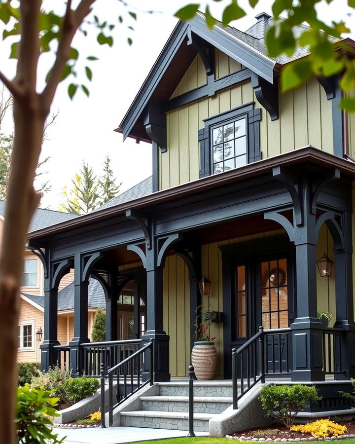 Craftsman Home Classic - 25 Sage Green House With Black Trim Ideas