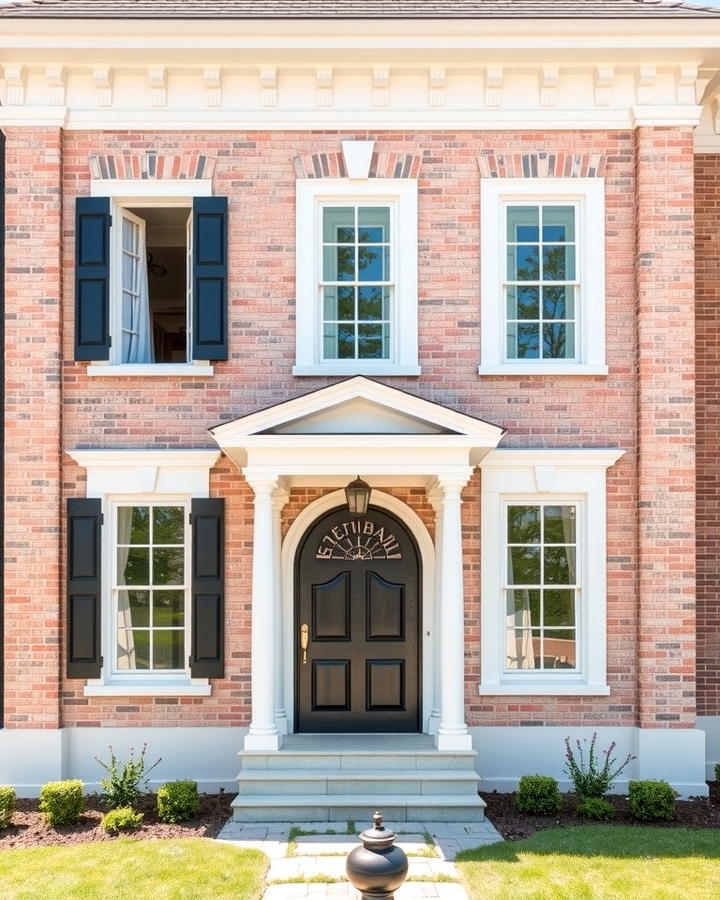 Creamy White and Charcoal Accents - 30 Blonde Brick House Color Schemes