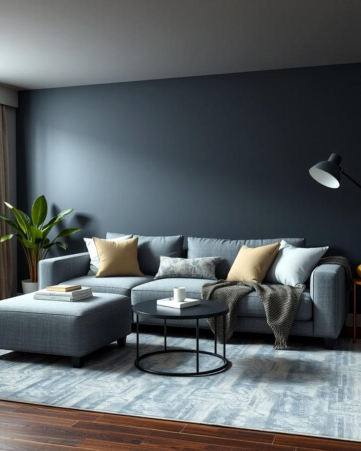 Create Contrast with Dark Walls - 30 Grey Couch Living Room Ideas