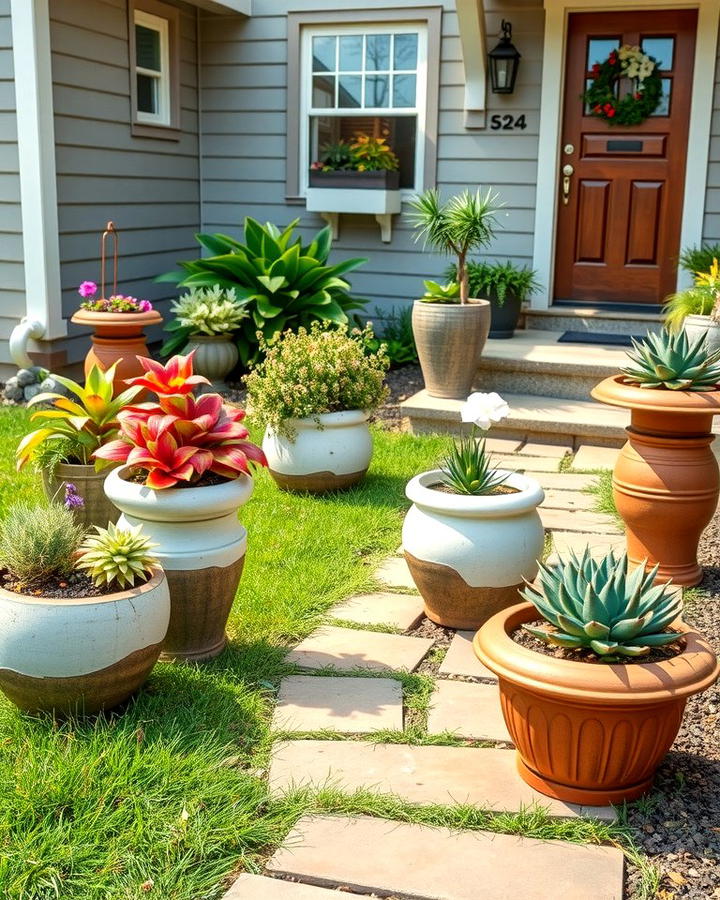 Creative Planter Arrangements - 30 Small Front Yard Landscaping Ideas