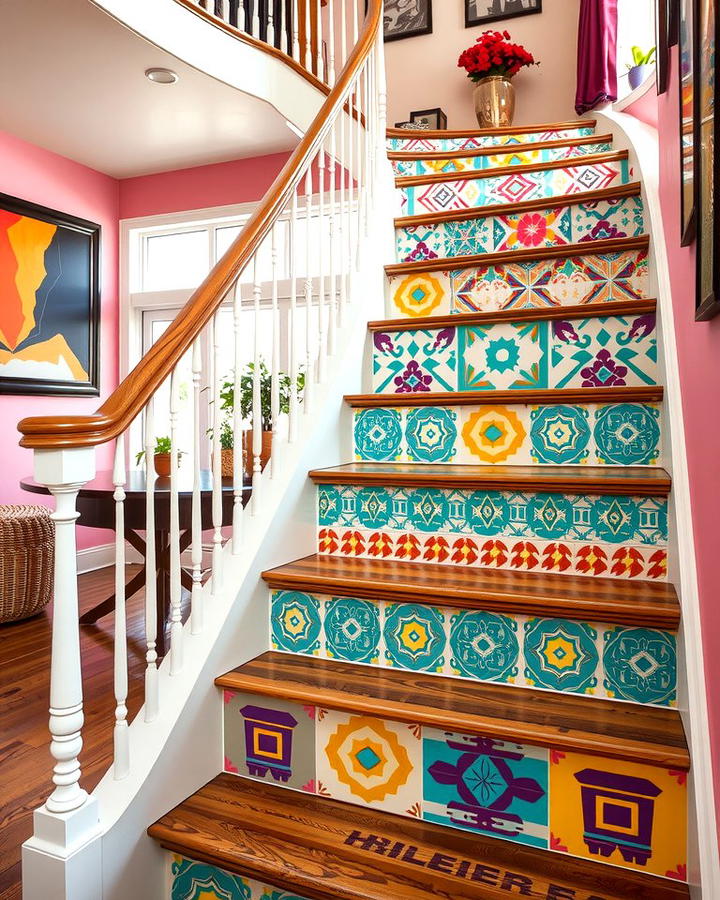 Creative Tiled Risers - 30 Curved Staircase Ideas