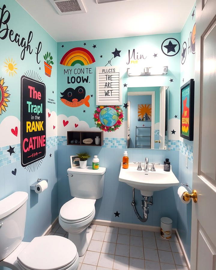 Creative Wall Art and Decals - 25 Teen Bathroom Ideas