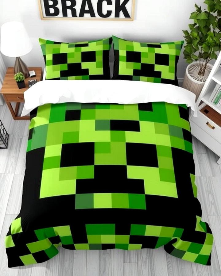 Creeper Inspired Bedding - 30 Minecraft Themed Bedroom Ideas