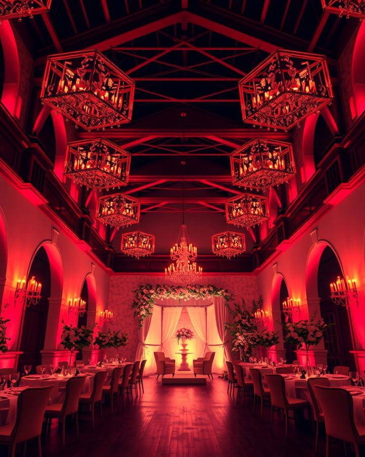 Crimson Accent Lighting - 30 Red Wedding Theme Ideas