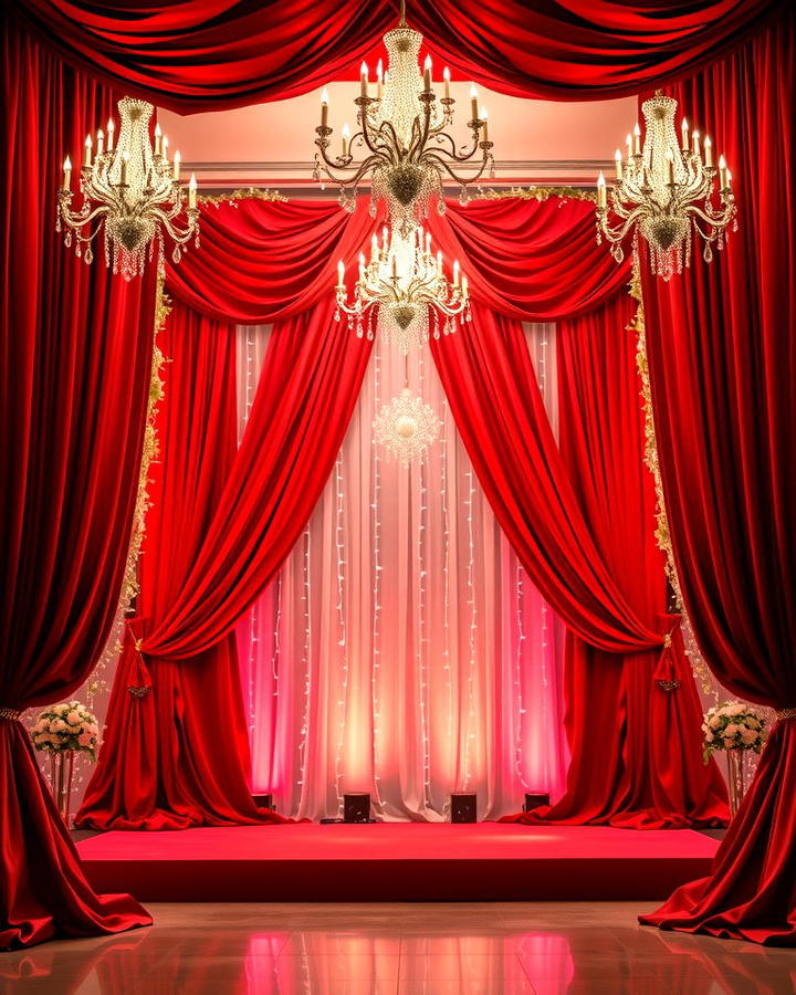 Crimson Drapery Decor - 30 Red Wedding Theme Ideas