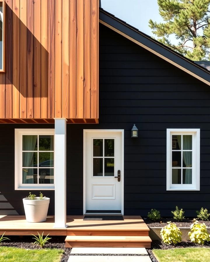 Crisp White Contrast - 25 Paint Colors for a Modern Black House With Cedar Accents