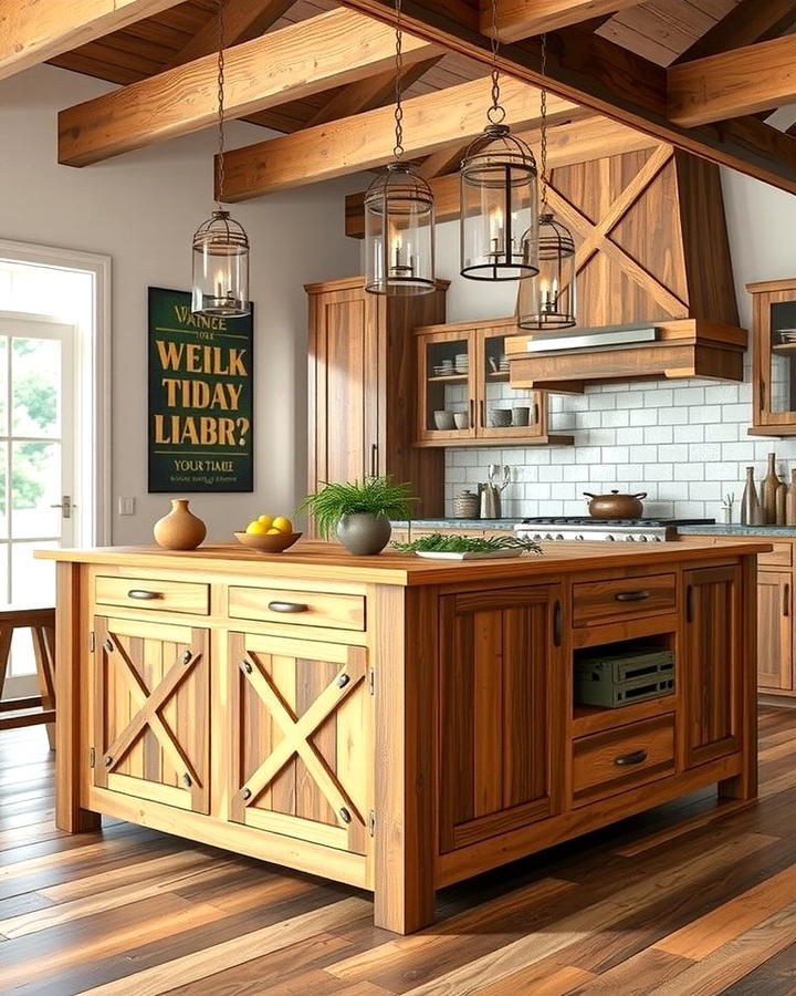 Crossbeam Details - 25 Rustic Kitchen Island Ideas