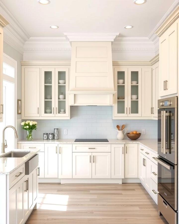 Crown Molding for a Polished Finish - 25 Off-white Kitchen Cabinets